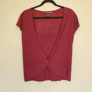 Sweaterworks faux layer look silk blend knit top L